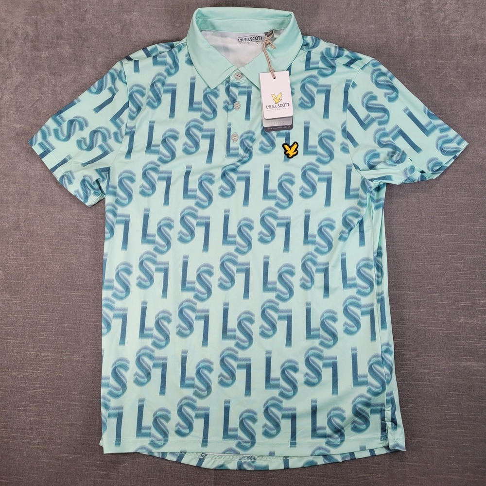 Lyle & Scott Golf Polo Shirt All Over Print Short‎ Sleeve Athletic Mens Med NEW